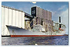 c1950's Totem Line Swedish Ship Carina Loading Grain Duluth Harbor MN Postcard picture