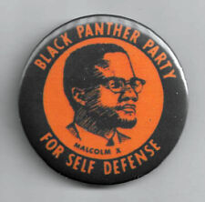 Retro Repro Malcolm X Black Panther Party  protest pinback button 2.25