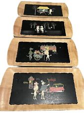 VTG 1952 MCM 4 Kentley Buffet Trays Fifi Pepe Poodles Romance Cafe Michele picture