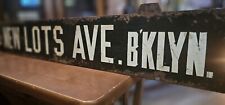 Collectible, NY Vintage New York Subway Train Low-V Metal Sign.  NEW LOTS AVE.  picture