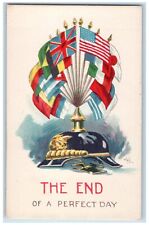 c1910's The End Of A Perfect Day Flags WWI Germany Wall Antique Postcard picture