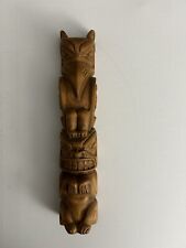 Vintage Northwest Coast 1974 Indian Hand Carved Totem Pole 12” picture