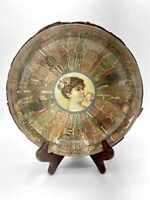Antique Arts and Craft Cigar Band Ashtray Dish Reverse Hand Painted Glass Center picture