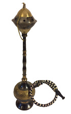 Antique Persian Middle Eastern Smoking Hookah Brass Cup And Chain Pipe  picture