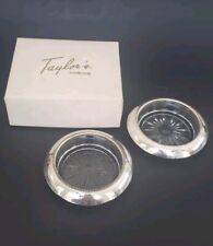 Frank M Whiting & Co Sterling Silver Crystal Coasters Pair Starburst Orig Box picture