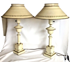 Pair Vintage METAL TOLE Table Lamp Painted - FRENCH Neoclassical  picture