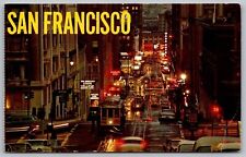 San Francisco California Ca Busy Cable Cars Powell Street Hil Unp Postcard picture