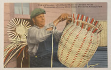 Vintage Postcard, Cherokee Indian Basket Maker NC picture
