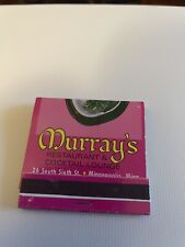 Vintage Murray’s Restaurant Large Matchbook Full Unstruck.  Minneapolis MN picture