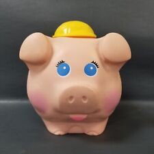 Fisher Price Piggy Bank Construction Worker #166 Hard Hat Vintage 1980 80s Toys picture