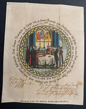 Antique German Hand Colored and Signed Memory of Baptism 1821 picture