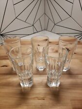 Tall Clear Cut Design 3.5 Shot Glasses-  Italy Barware,  Heavy Base  - Set Of  5 picture