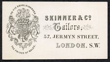 SKINNER & CO. TAILORS • 1901 LONDON ORIGINAL BUSINESS CARD • Mint Condition picture