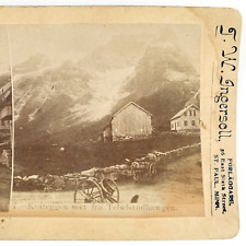 Norway Mountain Village Homes Stereoview c1895 Scandinavian Carriage Road A2559 picture