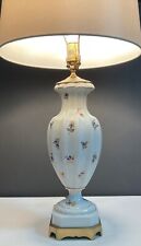 Vintage Paul Hanson Table Lamp Hand Painted Porcelain Brass Base 3-Way Switch picture