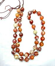 Antique Old Ancient Indo-Tibetan Carnelian Agate Beads Necklace Mala picture