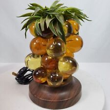 Vintage 1960 Lucite Grapes Amber Accent Table LAMP Art 10 Inch Tall picture
