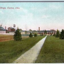 c1910s Canton, OH County Buildings Town Bldg Houses Scene Water Tower Trail A205 picture