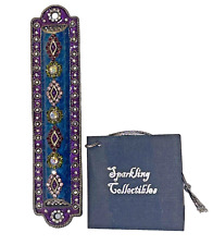 Vintage Blue Mezuzah with Gemstones Crystals - Includes COA - NO KOSHER SCROLL picture