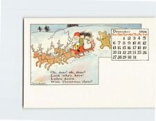 Postcard December 1908 Calendar Santa Sledding Scene Art Print picture