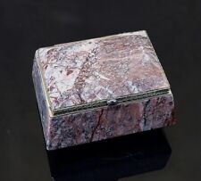Unusually Fine Handcrafted Solid Marble Jewel Stash Box Nickeled Brass Hardware picture