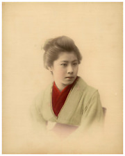 Japan, Portrait of a Young Geisha Vintage Print, Albumin Print Watercolor  picture