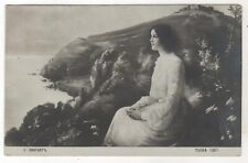 1913 Antique Postcard Young girl Portrait Woman in nature by Langner Old Russian picture