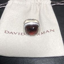 David Yurman Albion 925 Silver 17mm Albion Orange Citrine & Diamond Ring Sz 8 picture
