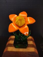 Vintage Unique Hand Blown Art Glass Flower Paperweight. Beautiful  picture