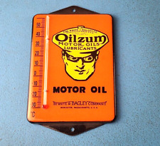 Vintage Oilzum Motor Oil Porcelain Sign - Gasoline Pump Ad Sign On Thermometer picture