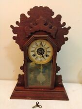Antique WATERBURY Walnut Mantle Shelf Clock - NOT WORKING  picture