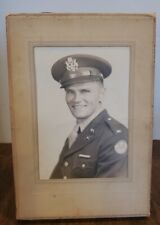 Vintage WWII Military Man Photograph 5x7 Cardboard Foldout Standing 10x7 Frame picture
