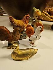 vintage country decor lot 5 Small Figurines Duck Hen Chicken Farm Mixed Material picture