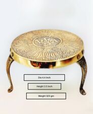 Puja Chowki Stand Traditional Brass Mukali Stool Pooja Items Dia 4.4 Inch picture