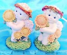 2 DREAMSICLES - Sunflower Days Flower Yellow Angel Resin Figurines picture