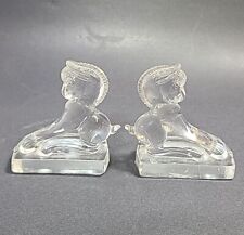 Vtg Heisey Balking Colt Figurines Clear Impearial Glass Horses Set Of 2 READ picture