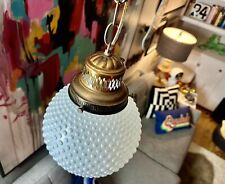 1960s-1970s MCM Vintage Hobnail Milk Glass Pendant SWAG LIGHT Ceiling Lamp Light picture