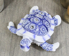 Terracotta Blue And White Feng Shui Celestial Sea Turtle Statue 6