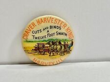 Antique 1896 Wheat Binder Craver Harvester King Harvey, Illinois - Pin / Button picture