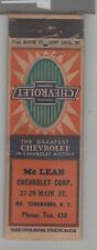 Matchbook Cover - Star Match Co Chevrolet Dealer Mc Lean Chevy No Tonawanda, NY picture
