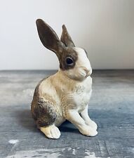 Vintage Brown And White Easter Bunny Rabbit Figure Figurine  picture