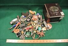 Huge Vintage Junk Drawer Lot over 3 lbs. of vintage items in Cigar box, Military picture