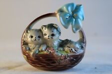 “WEE THREE” Vintage Porcelain 3 Kittens In A Basket CA Josef Originals Signed picture
