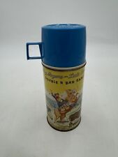 VTG Roy Rogers and Dale Evans Double R Bar Ranch Metal Thermos 1950s Blue Cap picture