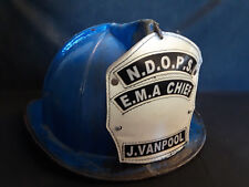 Old Vtg Fire Co Fire Department Fireman Helmet N.D.O.P.S. E.M.A Chief J.Vanpool picture