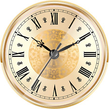 Hicarer 4.3 Inch/ 110 mm Quartz Clock Insert, Gold Trim, Roman Numeral picture