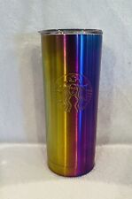 Starbucks Coffee 20oz Iridescent Rainbow Oil Slick Stainless Steel Tumbler Cup picture