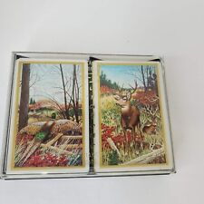 Vintage Duratone Plastic Coated Double Deck Playing Cards Deer & Pheasant Set picture