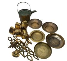 Vintage Antique Brass Lot Collectibles, Ashtray, Napkin Holder, Plates picture