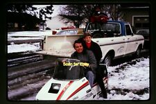 Man on Yamaha GP 292 Snowmobile & Ford Truck in 1974, Original Slide aa 7-6a picture